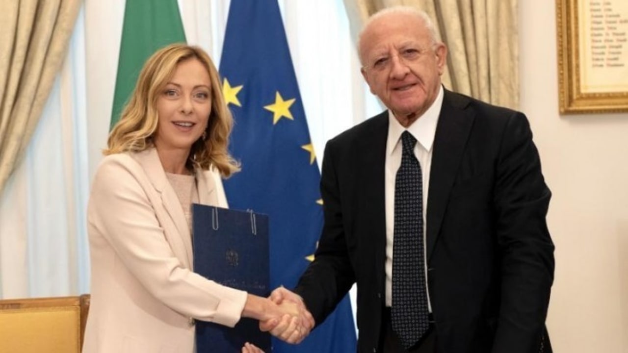 Fondi coesione, Meloni e De Luca firmano accordo per 3,5 milioni