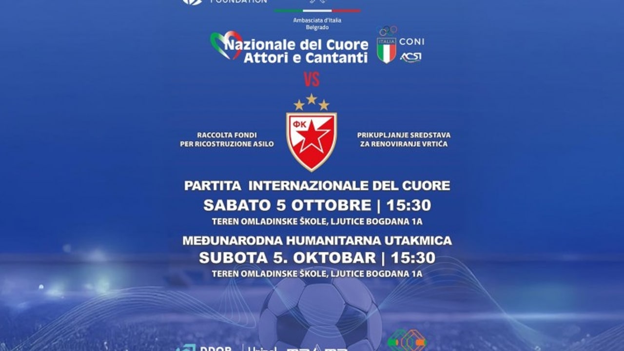 Belgrado, la Nazionale del Cuore Attori e Cantanti in campo per la solidarietà