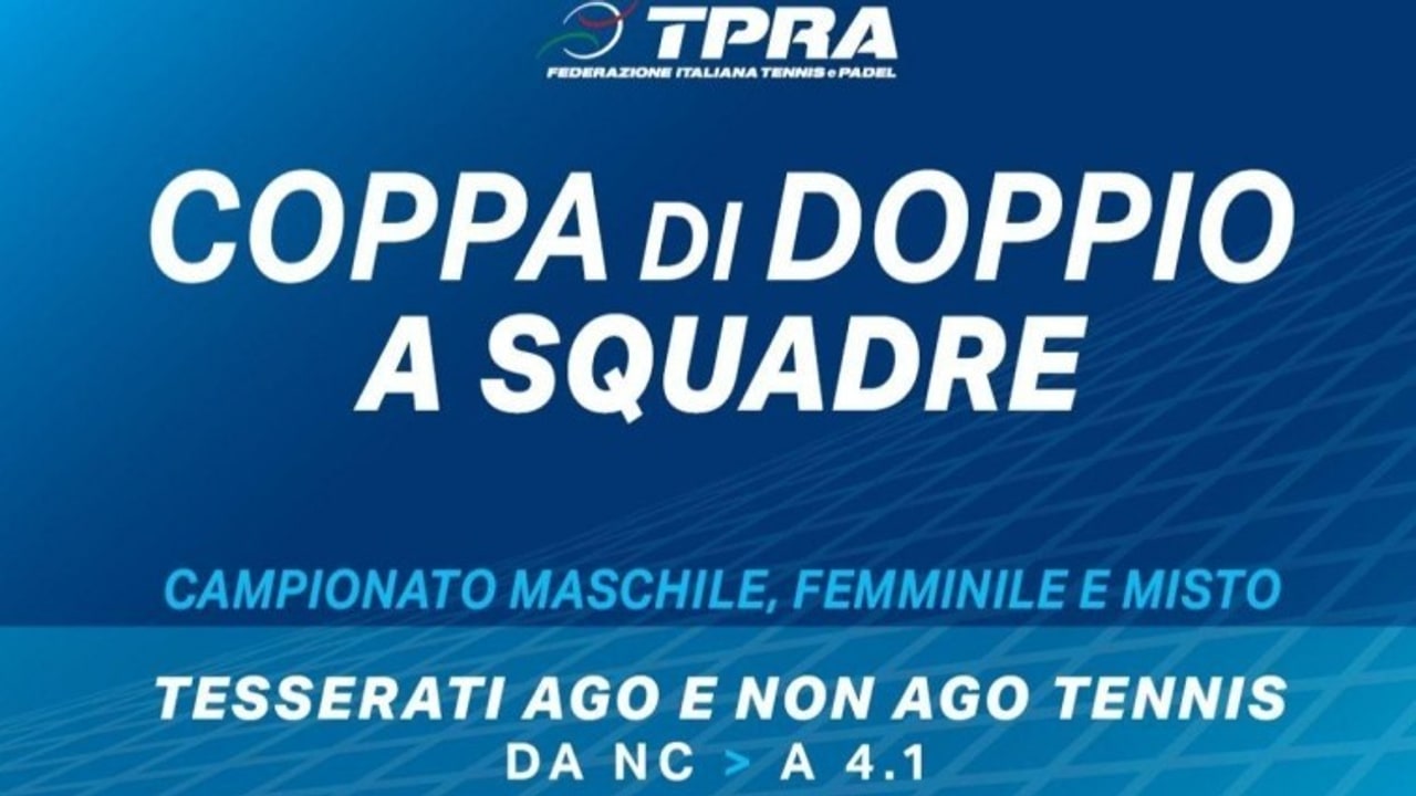 Tennis Tpra, ecco la Coppa dei Doppi 2025: iscrizioni fino al 13 ottobre