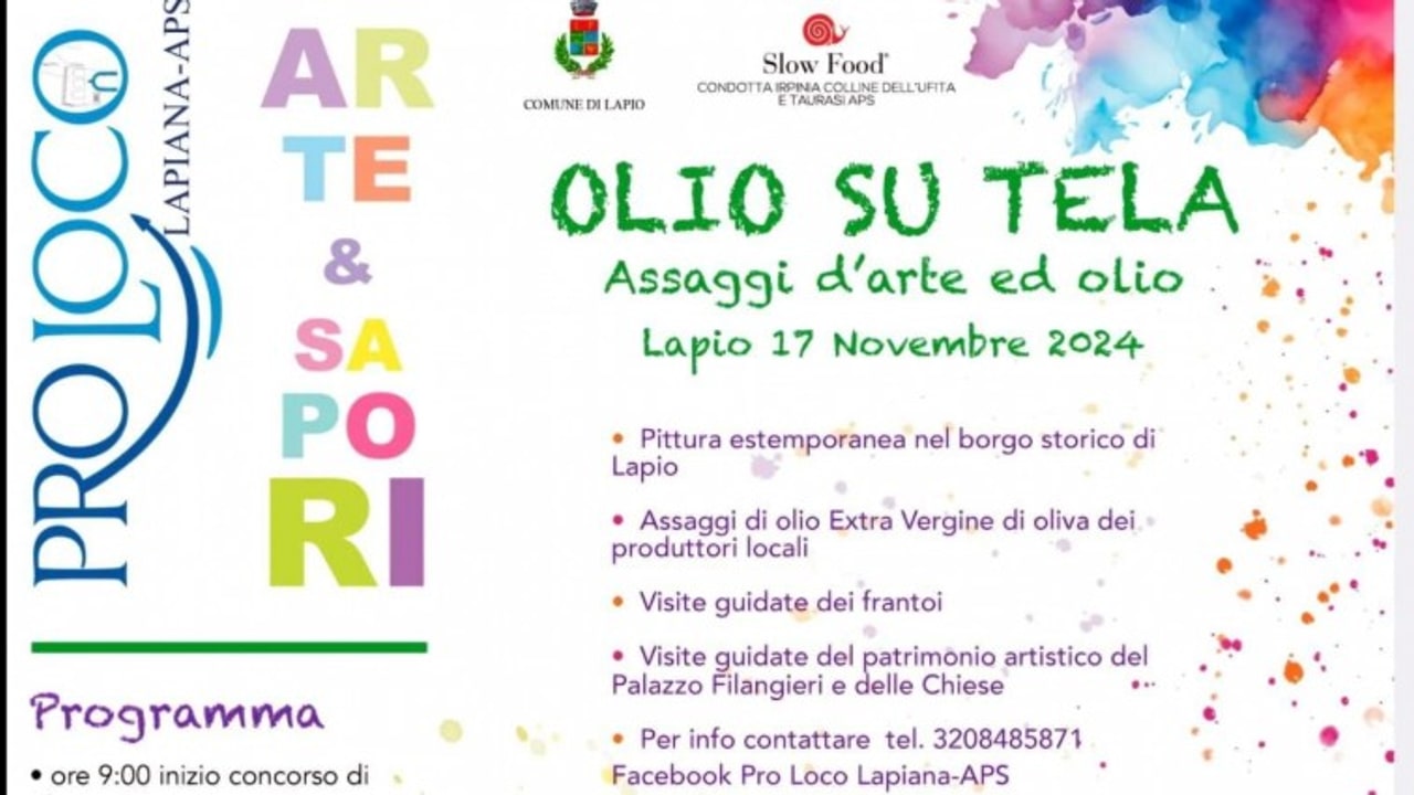 Lapio, tra arte, cultura e degustazioni è pronto “Olio su Tela, assaggi d’arte ed olio”