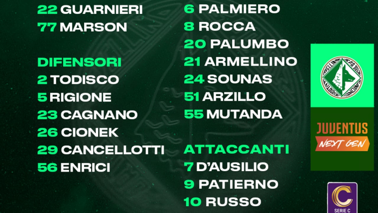 Avellino-Juventus Next Gen, i convocati di Biancolino