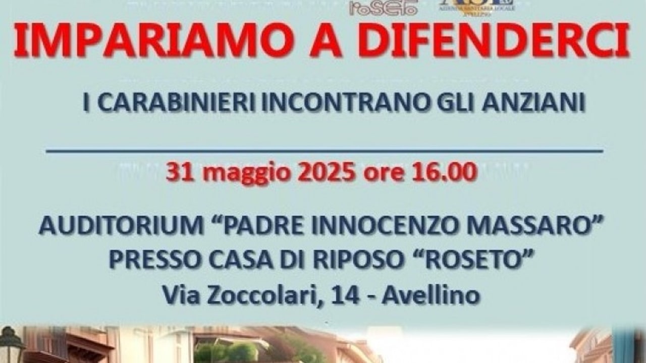 “Impariamo a difenderci – I Carabinieri incontrano gli anziani”., domani incontro nella Casa di Riposo "Roseto"
