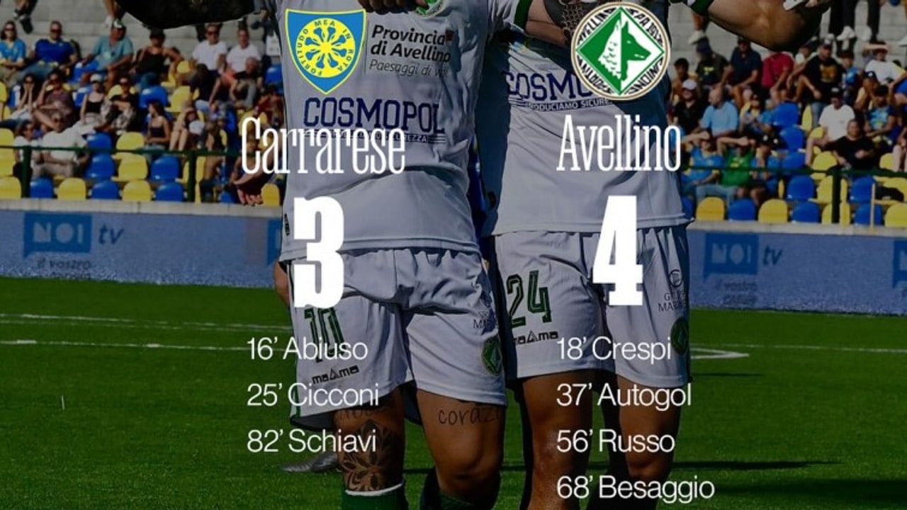 Che Avellino! In dieci dal 30' i lupi espugnano Carrara per 3-4