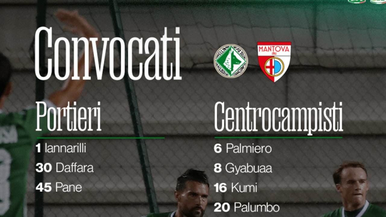 Avellino-Mantova, i convocati di Biancolino
