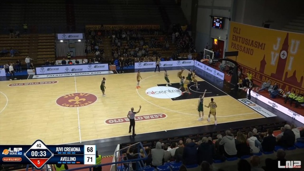 Juvi Cremona-Gruppo Lombardi Avellino Basket 68-78, gli highlights