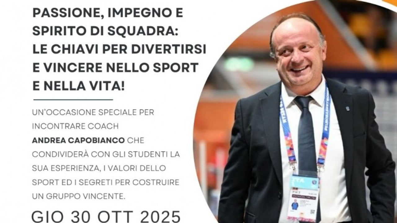 Passione, impegno e spirito di squadra: domani gli studenti del Liceo Sportivo De Luca incontrano Andrea Capobianco