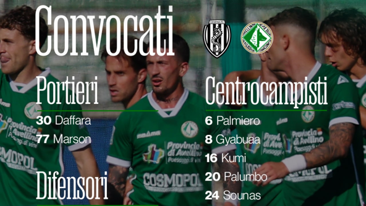 Cesena-Avellino, si rivede Patierno tra i convocati: out Armellino