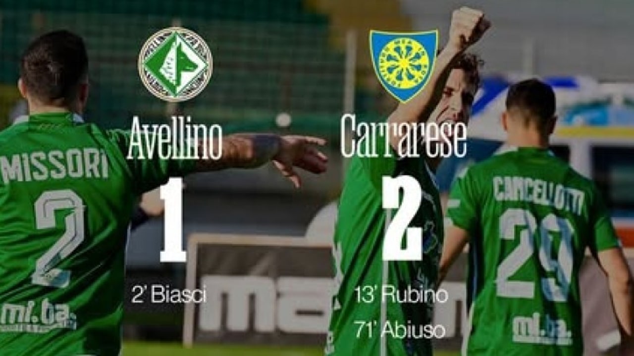 Biasci non basta: la Carrarese ribalta l'Avellino con Rubino ed Abiuso
