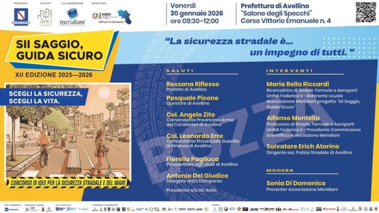 "Scegli la sicurezza, scegli la vita”: ad Avellino la nuova tappa della campagna “Sii Saggio, Guida Sicuro”