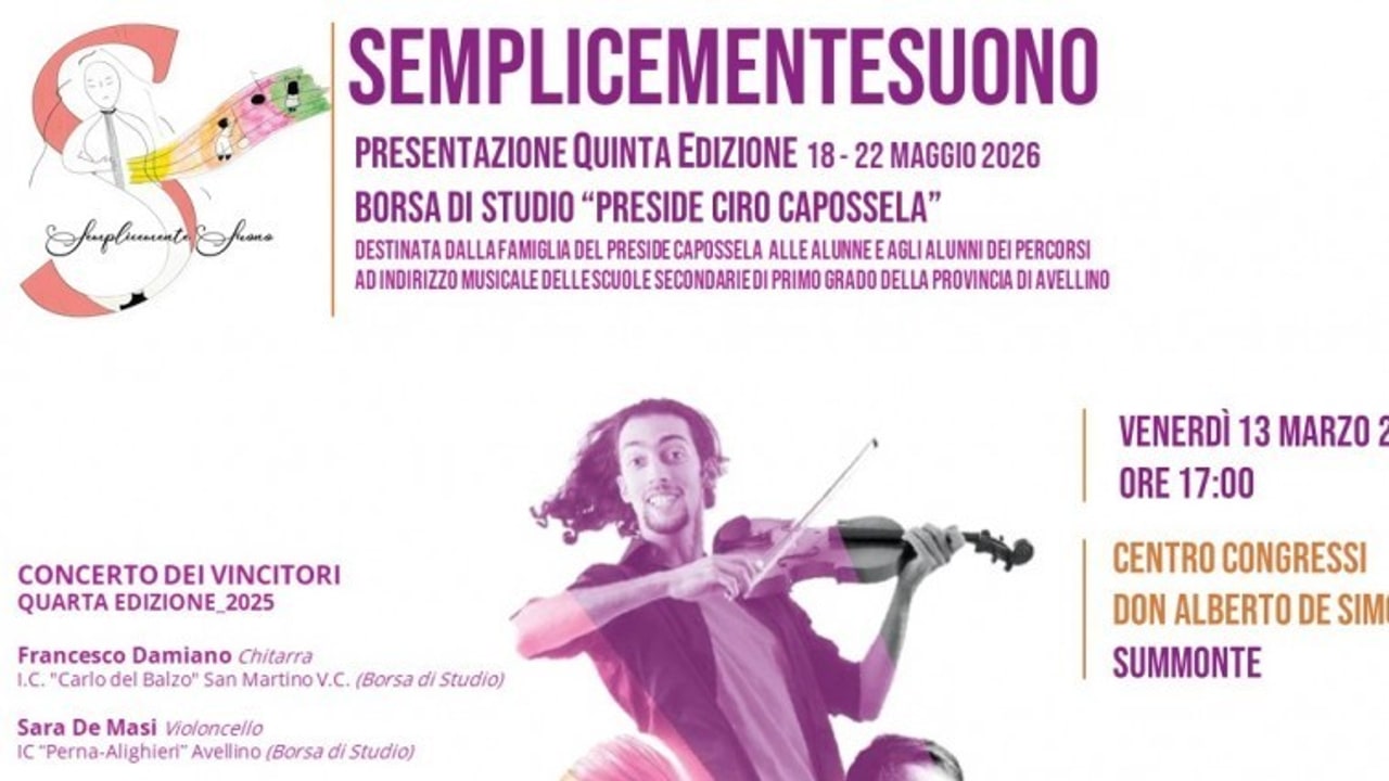 "Semplicemente Suono", venerd&igrave; la presentazione della quinta edizione a Summonte