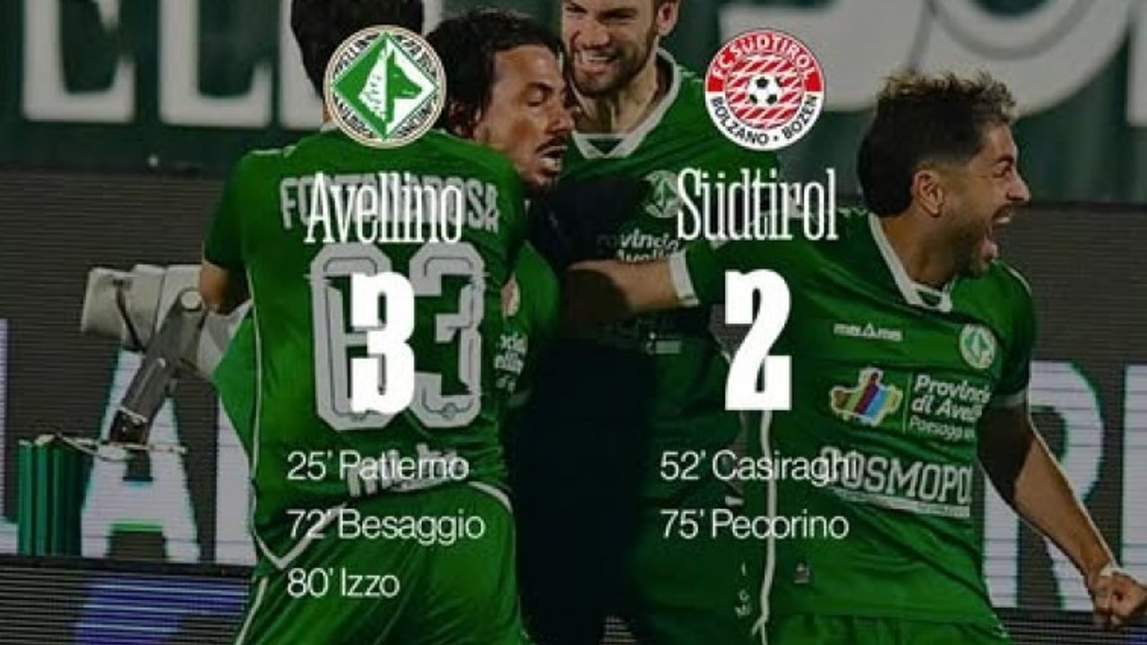 Izzo gol, Sudtirol al tappeto per 3-2: terza vittoria di fila, l'Avellino ipoteca la salvezza