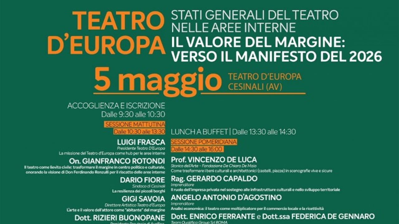 Cesinali, al Teatro d'Europa gli Stati Generali del Teatro delle aree interne della Campania