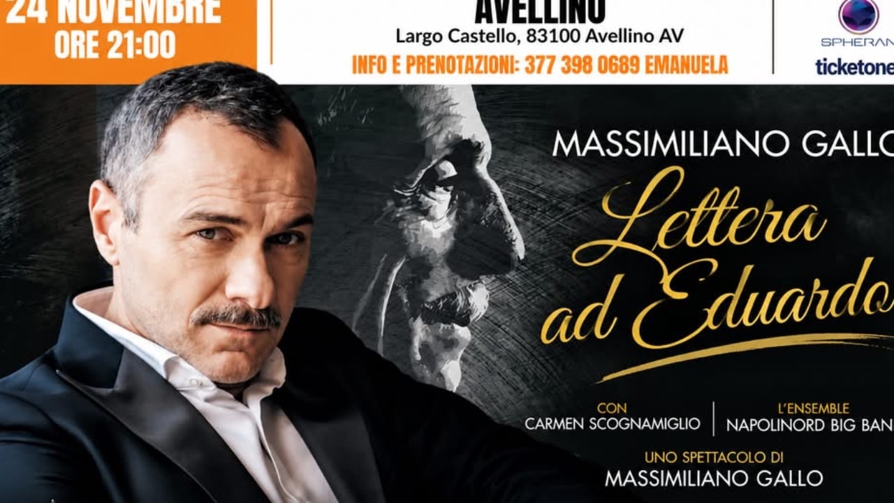 Massimiliano Gallo al Teatro Gesualdo di Avellino: il 24 novembre “Lettera ad Eduardo”
